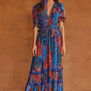 FARM RIO Cool Leopard Ruffled Maxi Dress - XS